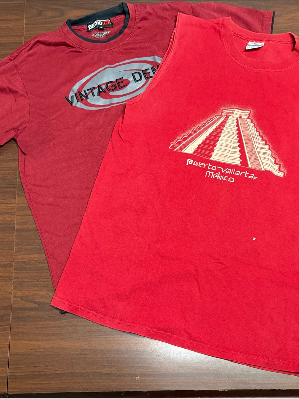 Vintage Red Graphic Tee & Vintage Bright Red Sleeveless Puerto Vallarta Top